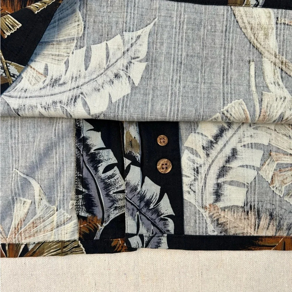 Vtg Paradise Coves Mens Blk Printed 100% Silk Button-Down Hawaiian Shirt Size XL - Picture 6 of 9